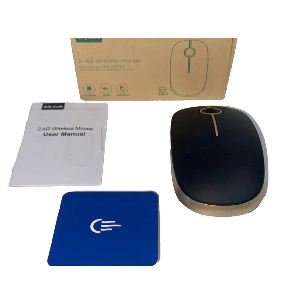 Jelly Comb Slim Wireless Mouse 2.4GHz USB Receiver Black & Silver Silent Click